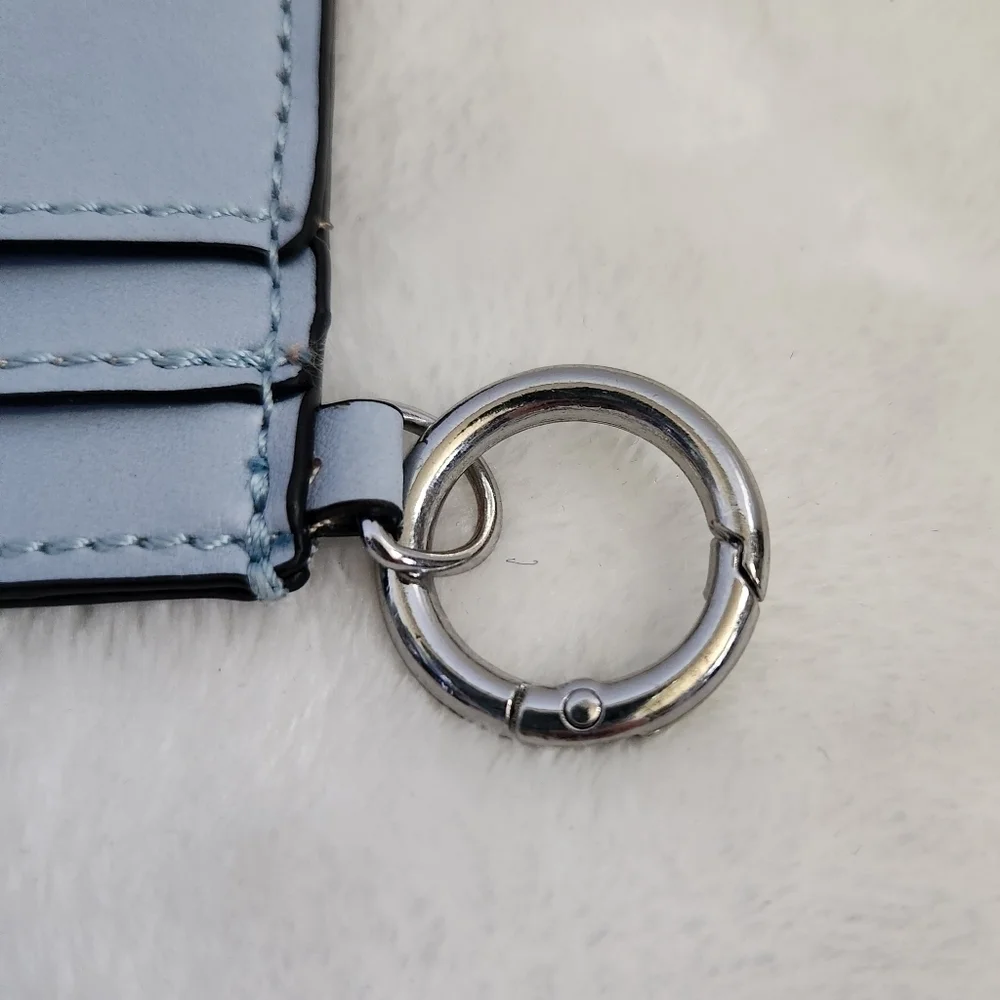 Nine West Leather Aqua Light Baby Blue Card Cash Case Wallet